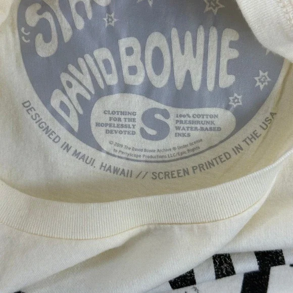 Sugarhigh Lovestoned David‎ Bowie Life on Mars 71 Cream Graphic T Shirt Small